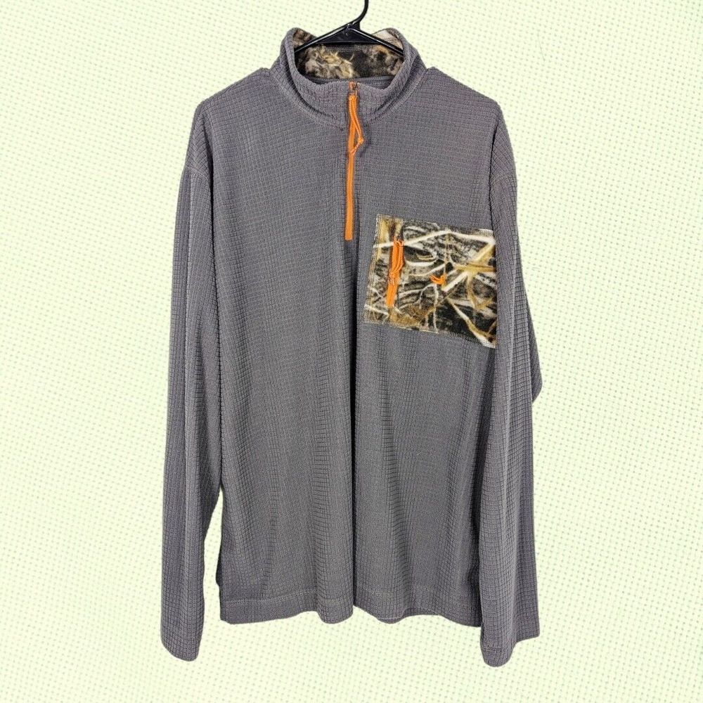 Southern‎ Marsh 1/4 Zip Fleece FieldTec Waffled Gray/CAMO Pullover Men's XL